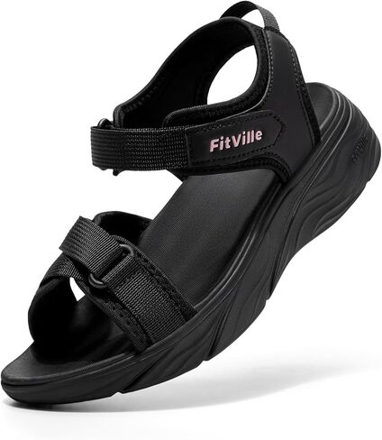FitVille Women's Wide Platform Sandals, Orthopedic Walking Sandals for Women with Adjustable Closures, Arch Support & Cushioning for Flat Feet Plantar Fasciitis, Stylish for All-Day Wear in Saudi Arabia