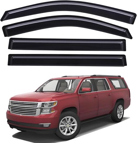 Lightronic Extra Durable Outside-Mount Auto Vent Window Visor, Fits 2015-2020 Cadillac Escalade ESV, Chevrolet Suburban, GMC Yukon XL, UV Protection Rain Guard, Original Wind Deflector, Smoke, 4-Pcs in Saudi Arabia