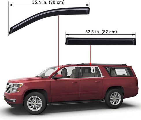 Lightronic Extra Durable Outside-Mount Auto Vent Window Visor, Fits 2015-2020 Cadillac Escalade ESV, Chevrolet Suburban, GMC Yukon XL, UV Protection Rain Guard, Original Wind Deflector, Smoke, 4-Pcs in Saudi Arabia