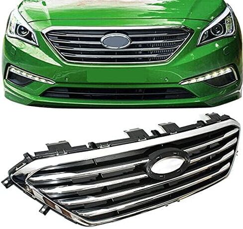 G-PLUS Chrome Front Bumper Upper Grille Grill Insert, Compatible with Sonata 2015 2016 2017 (Black) in Saudi Arabia
