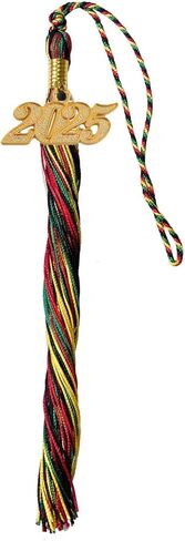 شرابة التخرج من Kente - مجموعة ألوان Kente باللون الأسود والأحمر والكيلي والذهبي - تتضمن حلية عام 2024 - طولها 9 بوصات، وحلقة تعليق للغطاء in Kuwait