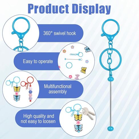 30 قطعة من سلسلة المفاتيح القابلة للخرز DIY مجموعة كبيرة من قضبان سلسلة المفاتيح المعدنية الفارغة اللطيفة للرجال والنساء، مستلزمات صناعة الحرف اليدوية، إكسسوارات حقيبة المجوهرات، هدايا مخصصة، متعدد الألوان in Kuwait