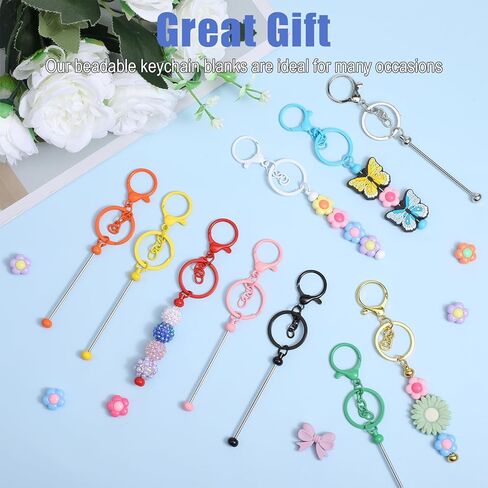 30 قطعة من سلسلة المفاتيح القابلة للخرز DIY مجموعة كبيرة من قضبان سلسلة المفاتيح المعدنية الفارغة اللطيفة للرجال والنساء، مستلزمات صناعة الحرف اليدوية، إكسسوارات حقيبة المجوهرات، هدايا مخصصة، متعدد الألوان in Kuwait
