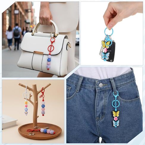 30 قطعة من سلسلة المفاتيح القابلة للخرز DIY مجموعة كبيرة من قضبان سلسلة المفاتيح المعدنية الفارغة اللطيفة للرجال والنساء، مستلزمات صناعة الحرف اليدوية، إكسسوارات حقيبة المجوهرات، هدايا مخصصة، متعدد الألوان in Kuwait