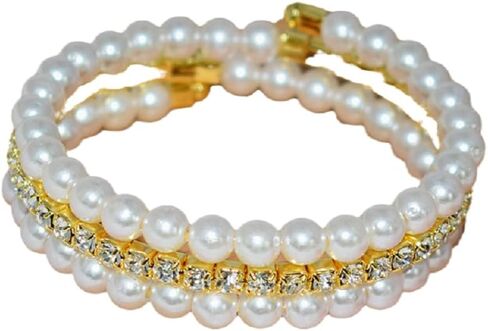 Imitition Pearl Stretch Bracelet Multilayer Crystals Rhinestone Pearl Elastic Bangle for Women Girl Wedding Jewelry 1920s Costume in Saudi Arabia