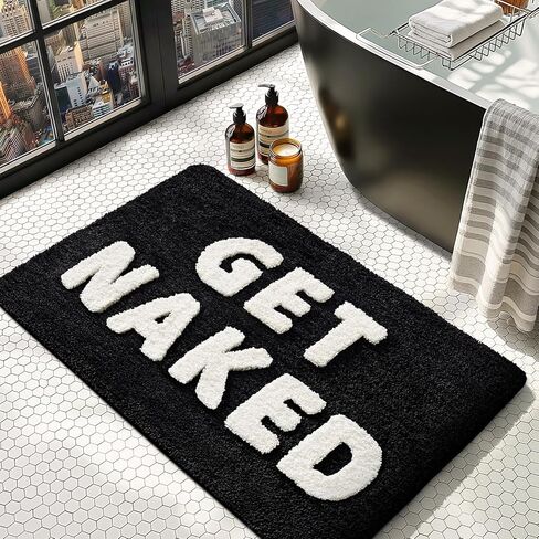 سجادة حمام نظيفة باللون والهندسة: سجاد حمام لطيف ومضحك - بساط حمام غير قابل للانزلاق وقابل للغسل في الغسالة - ديكور جمالي للشقق - 24 بوصة × 36 بوصة in Kuwait