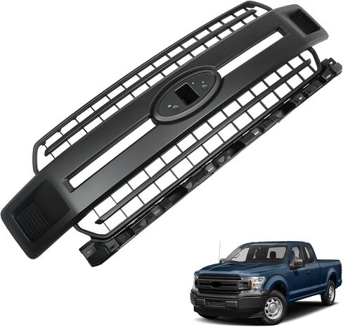 munirater Front Bumper Radiator Grille Assembly Black with Base Rail Replacement for 2018-2020 F150 Pickup 4-Door JL3Z8200AB in Kuwait
