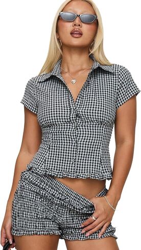 Princess Polly Women's Covey Shirred Puff Sleeve Top Multi in Kuwait