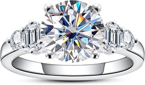 3CT-4CT Cubic Zirconia Engagement Ring Round/Emerald/Triangle Cut 3 Stones/5 Stones CZ Wedding Ring 5A Grade Simulated Diamond Promise Anniversary Ring for Women Size5-9 in Saudi Arabia