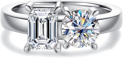3CT-4CT Cubic Zirconia Engagement Ring Round/Emerald/Triangle Cut 3 Stones/5 Stones CZ Wedding Ring 5A Grade Simulated Diamond Promise Anniversary Ring for Women Size5-9 in Saudi Arabia