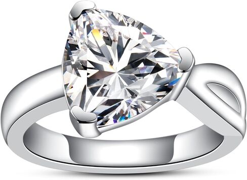 3CT-4CT Cubic Zirconia Engagement Ring Round/Emerald/Triangle Cut 3 Stones/5 Stones CZ Wedding Ring 5A Grade Simulated Diamond Promise Anniversary Ring for Women Size5-9 in Saudi Arabia