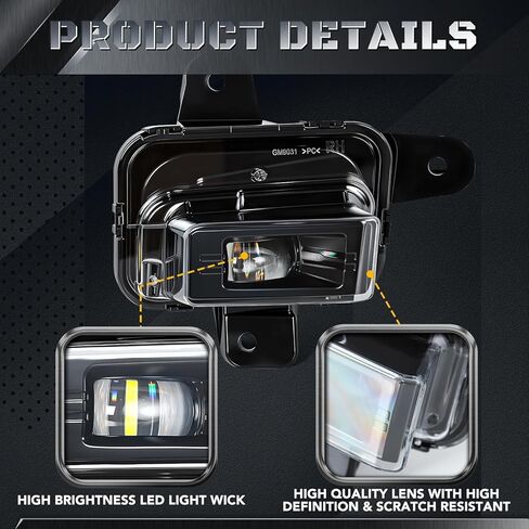 LED Fog Lights for GMC Sierra 1500 - LED Fog Light Assembly Kit Compatible with GMC Sierra 1500 2022 2023 2024 Waterproof White Light GM2593338 in Kuwait