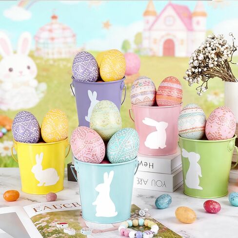 5 قطع دلاء معدنية لعيد الفصح بمقبض، دلو مجلفن ملون للأطفال، دلاء بيض صغيرة مقاس 4.3 بوصة × 4.6 بوصة لديكور الحفلات، والأطفال والحرف اليدوية، والفصول الدراسية حامل أقلام الرصاص in Kuwait