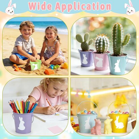 5 قطع دلاء معدنية لعيد الفصح بمقبض، دلو مجلفن ملون للأطفال، دلاء بيض صغيرة مقاس 4.3 بوصة × 4.6 بوصة لديكور الحفلات، والأطفال والحرف اليدوية، والفصول الدراسية حامل أقلام الرصاص in Kuwait
