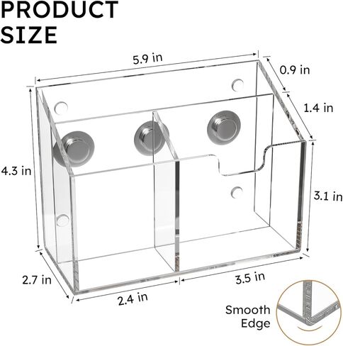 AITEE Magnetic Pen Holder for Refrigerator, Whiteboard & Locker - Acrylic 3-Magnet Organizer with Non-Slip Pads, Holds Markers, Pens, Scissors & Notes, Clear Accessory for Office, Classroom, Kitchen in Kuwait
