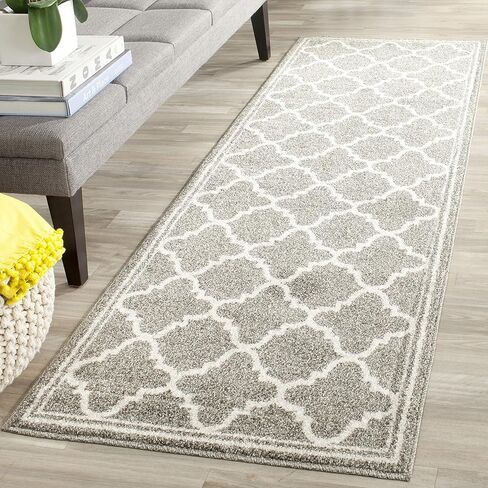 سجادة SAFAVIEH Amherst Collection - 2'6" x 4'، قمح وبيج، تصميم تعريشة مغربية، لا يتساقط ويسهل العناية به، مثالي للمناطق ذات حركة المرور العالية في المدخل، وغرفة المعيشة، وغرفة النوم (AMT422S) in Saudi Arabia