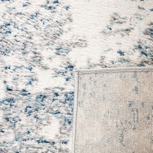 سجادة SAFAVIEH Brentwood Collection Runner - 2 × 8 بوصة، رمادي فاتح وأزرق، تصميم تجريدي حديث، لا يتساقط ويسهل العناية به، مثالي للمناطق ذات الحركة المرورية العالية في غرفة المعيشة وغرفة النوم (BNT822F) in Saudi Arabia