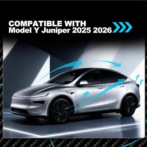 Dermon Rear Spoiler Trunk Wing for 2025 2026 Tesla Model Y Juniper Duckbill V Style Rear Trunk Lip Wing No-Drill Installation ABS Material Exterior Accessories (High Glossy Carbon Fiber Look) in Kuwait