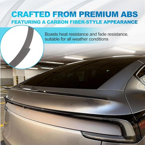 Dermon Rear Spoiler Trunk Wing for 2025 2026 Tesla Model Y Juniper Duckbill V Style Rear Trunk Lip Wing No-Drill Installation ABS Material Exterior Accessories (High Glossy Carbon Fiber Look) in Kuwait