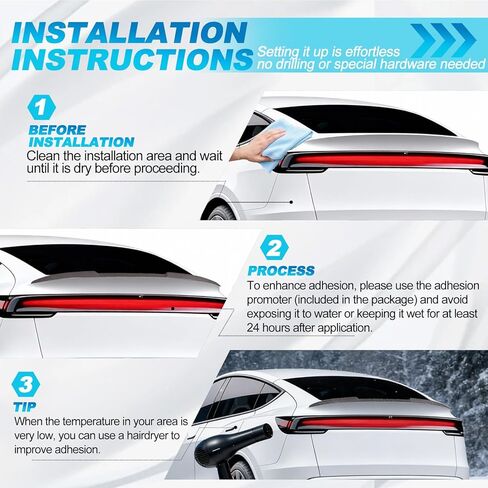 Dermon Rear Spoiler Trunk Wing for 2025 2026 Tesla Model Y Juniper Duckbill V Style Rear Trunk Lip Wing No-Drill Installation ABS Material Exterior Accessories (High Glossy Carbon Fiber Look) in Kuwait