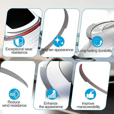 Dermon Rear Spoiler Trunk Wing for 2025 2026 Tesla Model Y Juniper Duckbill V Style Rear Trunk Lip Wing No-Drill Installation ABS Material Exterior Accessories (High Glossy Carbon Fiber Look) in Kuwait