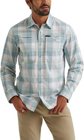 ATG by Wrangler Men's Long Sleeve Hike to Fish Shirt, Abyss Check, Large in Kuwait