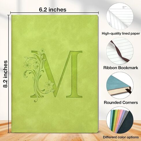Initial Letter M Notebook Journal Personalized M Letter Writing Notebook Monogrammed Gifts for Women Graduation Birthday - Light Green in Saudi Arabia