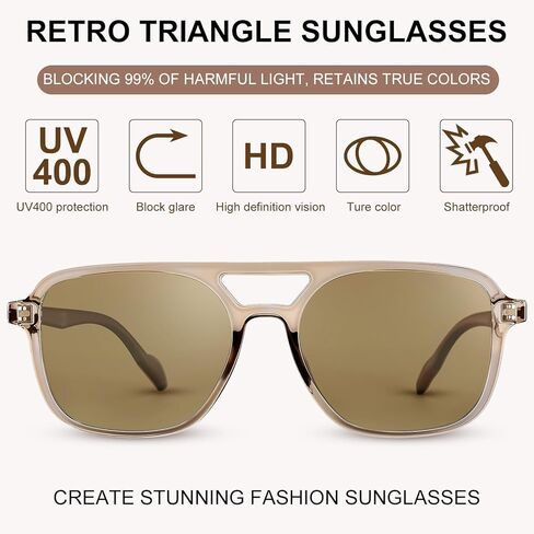 JATEBI 4 Pieces Retro Aviator Sunglasses for Women Men Polarized Trendy Vintage 70s Rectangle Sun Glasses UV400 Protection in Saudi Arabia