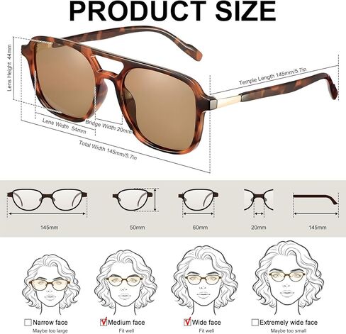 JATEBI 4 Pieces Retro Aviator Sunglasses for Women Men Polarized Trendy Vintage 70s Rectangle Sun Glasses UV400 Protection in Saudi Arabia