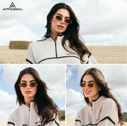 Retro Oval Cat Eye Sunglasses for Women Y2k Trendy Narrow 90s Sunnies Designer Sun Glasses AP3721 in Saudi Arabia