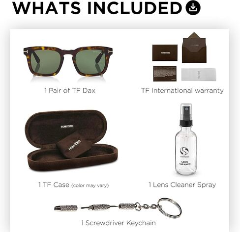نظارة شمسية Tom Ford FT0751 DAX مربعة الشكل + حزمة مع مجموعة تنظيف النظارات eSHADES in Saudi Arabia