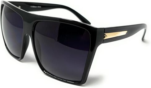 Oversized Square Sunglasses with Gold Accent, Gradient Lenses, Black or Brown Frame in Saudi Arabia
