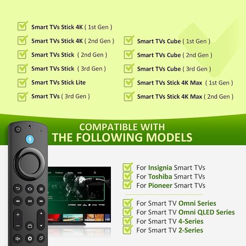 جهاز تحكم عن بعد صوتي بديل (الجيل الثاني) مع التحكم في الطاقة ومستوى الصوت يناسب Fire AMZ الجيل الثاني من TV Cube وAMZ TV Stick، مناسب للجيل الأول من AMZ TV Cube، مناسب لـ AMZ Stick 4K، ويناسب الجيل الثالث من تلفزيون AMZ in Kuwait
