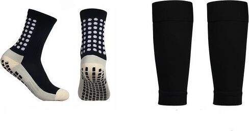 مجموعة واحدة من جوارب كرة القدم ذات قبضة مضادة للانزلاق مع أكمام واقية للساق، جوارب رياضية رياضية للرجال والنساء in Kuwait