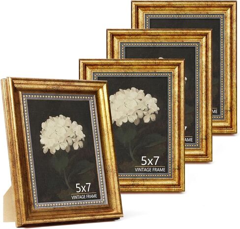 5x7 Picture Frames Set of 4 - Vintage Gold Photo Frames HD Acrylic for Gallery Wall & Tabletop Display, Home Décor & Gifts in Saudi Arabia