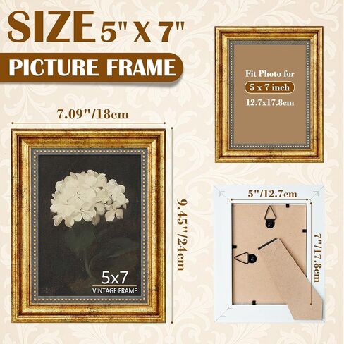 5x7 Picture Frames Set of 4 - Vintage Gold Photo Frames HD Acrylic for Gallery Wall & Tabletop Display, Home Décor & Gifts in Saudi Arabia