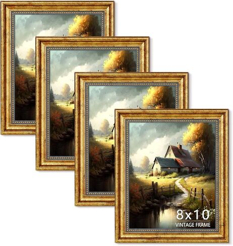 5x7 Picture Frames Set of 4 - Vintage Gold Photo Frames HD Acrylic for Gallery Wall & Tabletop Display, Home Décor & Gifts in Saudi Arabia