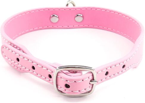 Women Punk Style Pink Leather Necklace Choker Collar, Lady Gothic O Ring Pendant Necklace Collar in Saudi Arabia