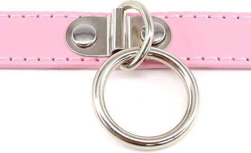 Women Punk Style Pink Leather Necklace Choker Collar, Lady Gothic O Ring Pendant Necklace Collar in Saudi Arabia