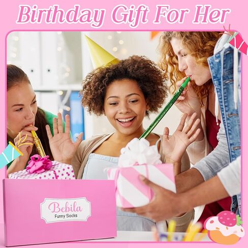 Bebila Birthday Gifts for Women Funny Socks for 30 40 50 60 70 Year Old Woman Birthday Gifts for Mom Sister Wife Friends (US, Alpha, One Size, Regular, Regular, I Am 40 Pink) in Kuwait