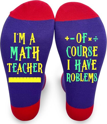 جوارب مدرسية للنساء والرجال، جوارب أنا مدرس رياضيات، هدايا تقدير المعلمين لعيد ميلاد المعلم وعيد الميلاد وعيد الشكر والتقاعد، هدايا تخرج الطلاب لمعلمي الرياضيات -04 in Kuwait