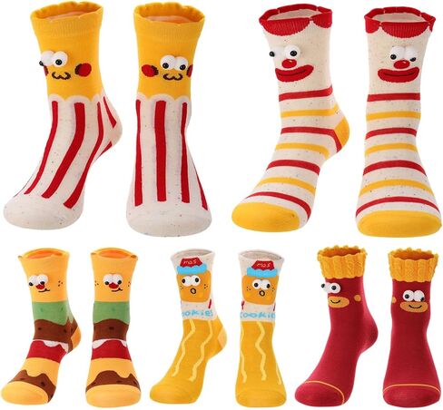 5 Pairs Crazy Socks, Silly Socks, Novelty Funny Food Sock with 3D Eyes for Men Women Food Theme Gag Gift Birthday in Saudi Arabia
