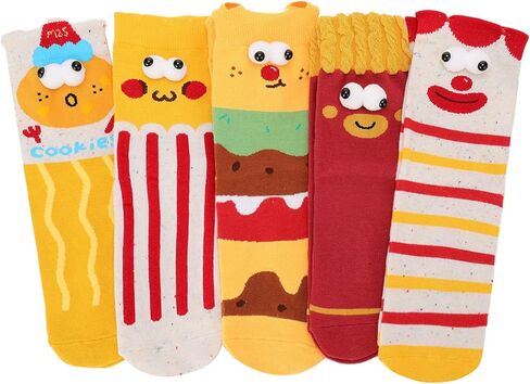 5 Pairs Crazy Socks, Silly Socks, Novelty Funny Food Sock with 3D Eyes for Men Women Food Theme Gag Gift Birthday in Saudi Arabia