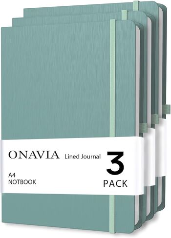 دفاتر ملاحظات مسطرة مقاس A4 مكونة من 3 حزم، 8.5 × 11 دفاتر يومية مسطرة بالكلية، 160 صفحة، دفاتر ملاحظات مبطنة للورق السميك، دفتر ملاحظات كبير، أسود in Kuwait