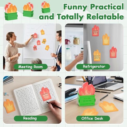 Dumpster Fire Sticky Notes Set, 350 Sheets Funny Sticky Post It Notes for Work and Office, Dumpster Fire Desk Accessories for Coworkers Boss Gift Christmas Birthdays (Garbage Can Set) in Saudi Arabia