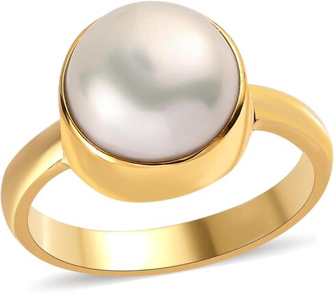 PHNX Elegant Natural Pearl Finger Ring for Women| Genuine Pearl Gem Jewelry in Gold Finish | Classic Statement Ring for Daily Styling, Office Wear & Special Gifting Size (5-10) in Saudi Arabia
