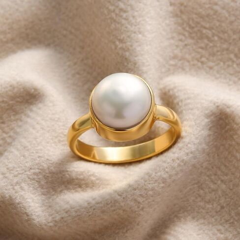 PHNX Elegant Natural Pearl Finger Ring for Women| Genuine Pearl Gem Jewelry in Gold Finish | Classic Statement Ring for Daily Styling, Office Wear & Special Gifting Size (5-10) in Saudi Arabia