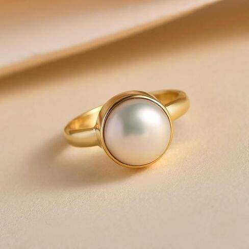 PHNX Elegant Natural Pearl Finger Ring for Women| Genuine Pearl Gem Jewelry in Gold Finish | Classic Statement Ring for Daily Styling, Office Wear & Special Gifting Size (5-10) in Saudi Arabia