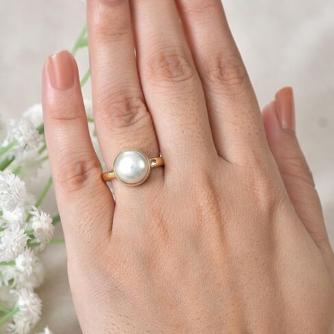 PHNX Elegant Natural Pearl Finger Ring for Women| Genuine Pearl Gem Jewelry in Gold Finish | Classic Statement Ring for Daily Styling, Office Wear & Special Gifting Size (5-10) in Saudi Arabia