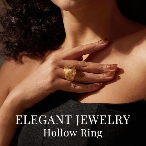 Silver Ring for Women，Imitation Platinum Hollow Out Design Ring，Personality Trend Fashion Ring in Saudi Arabia